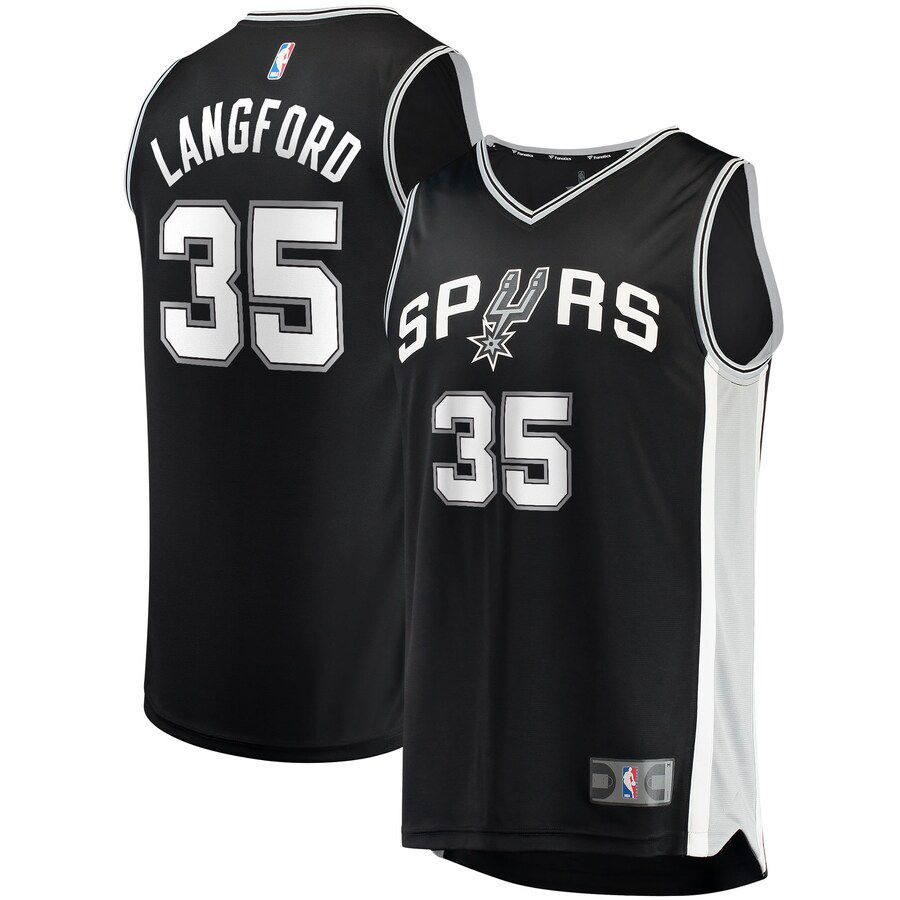 Men San Antonio Spurs #35 Romeo Langford Fanatics Branded Black Fast Break Replica NBA Jersey